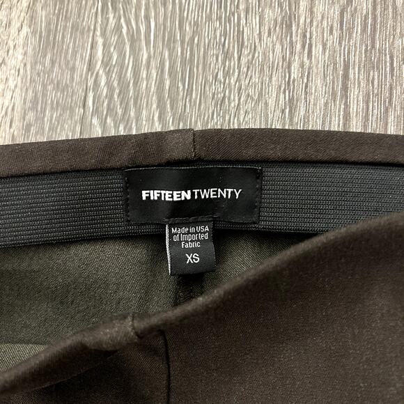 Fifteen Twenty Brown Ankle Slit Crop Pants XS Stretch Twill Slim Crop Trouser - Picture 11 of 14